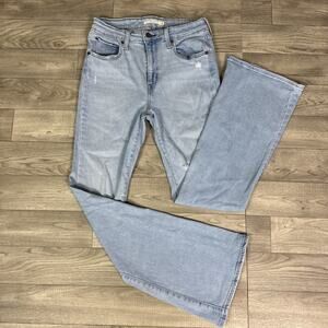Levi's 726 Flare Leg High Rise Ripped Denim Jeans Light Wash sz 29